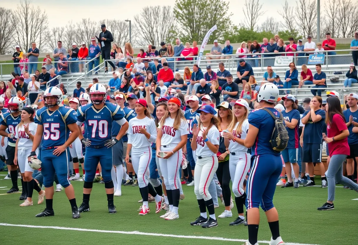Celebration of OSSAA All-State athletes at high school sporting event
