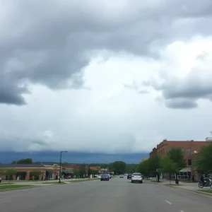 Storm clouds over Stillwater, Oklahoma, indicating event cancellation