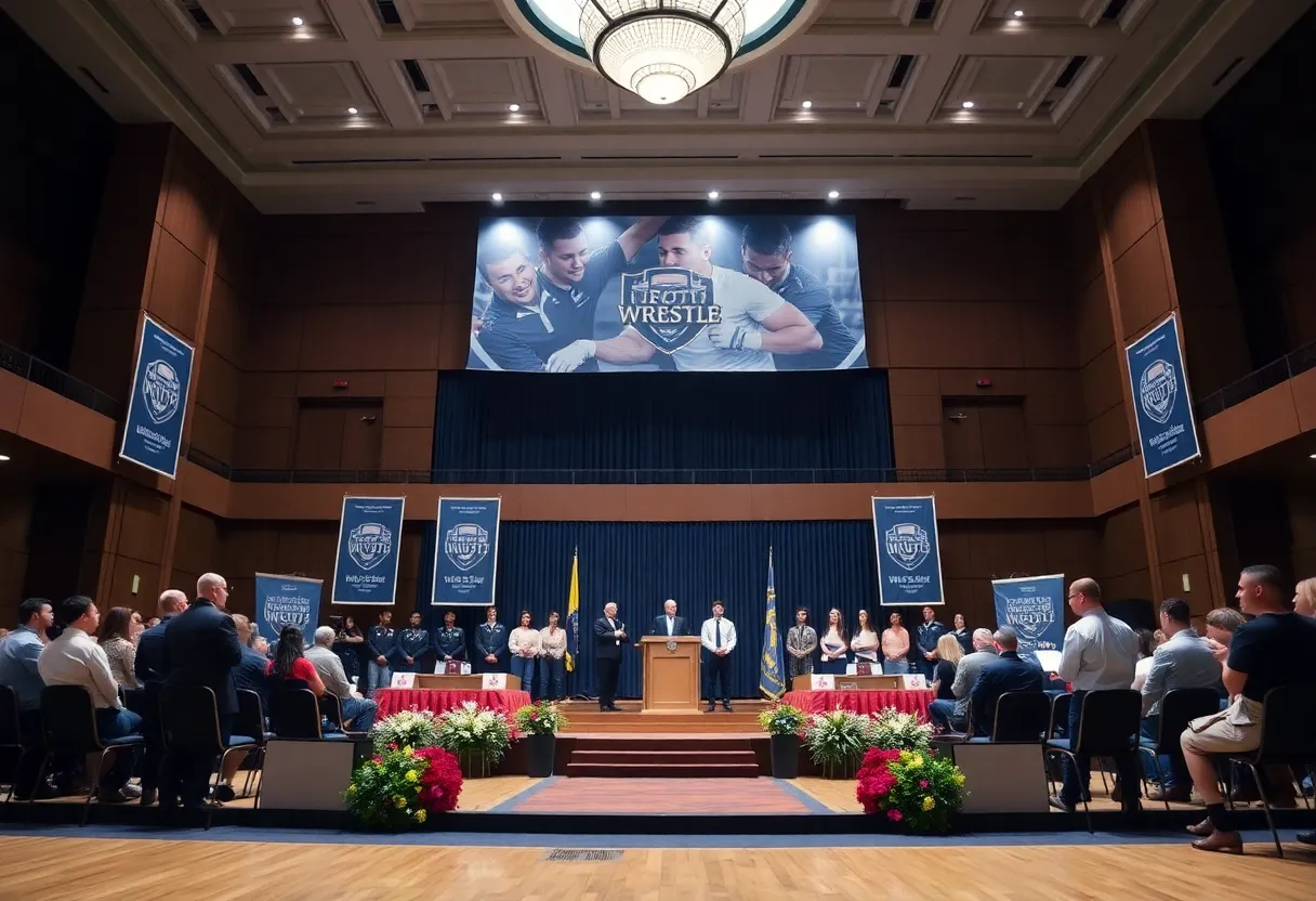 Induction ceremony setup for OSU Wrestling Hall of Fame