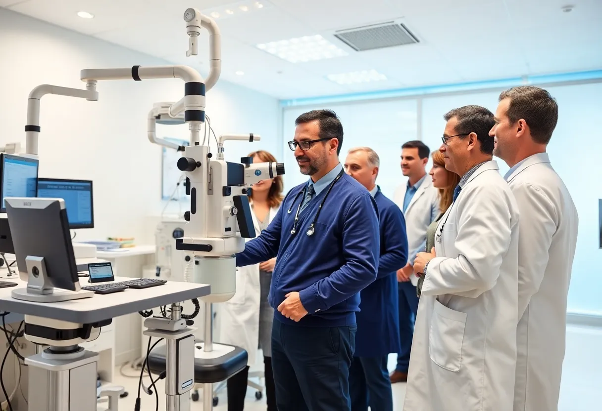 Ophthalmologists in a modern clinic at the OU Health Dean McGee Eye Institute