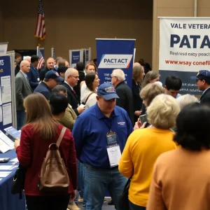 Veterans engaging with resources at the PACT Act event in Guthrie