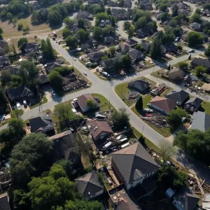 View of Purcell, Oklahoma after tornado damage.