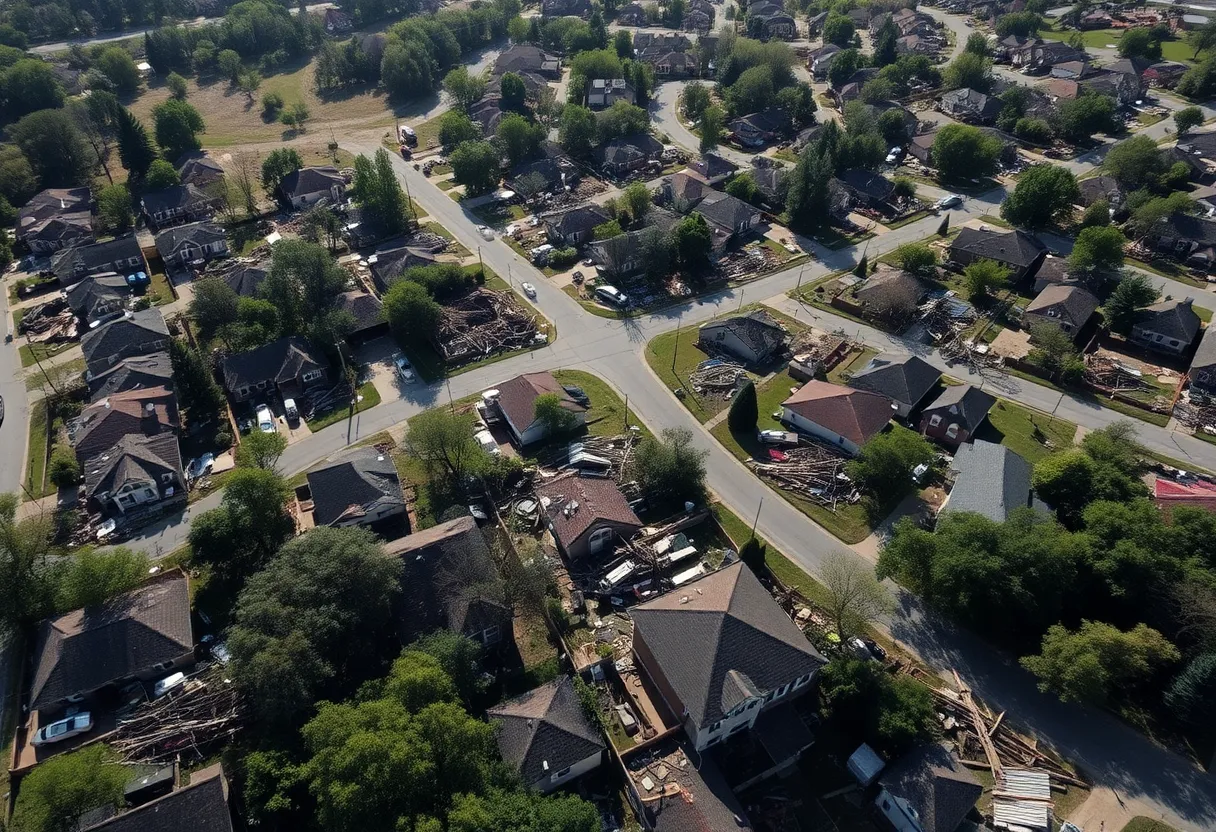 View of Purcell, Oklahoma after tornado damage.