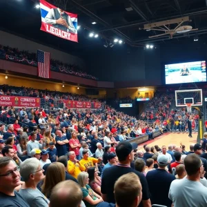 Fans showing support at the Remember the Ten basketball game.