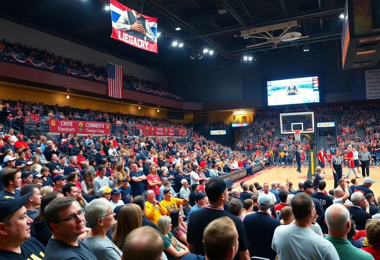 Fans showing support at the Remember the Ten basketball game.