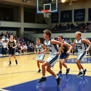 Ripley Warriors basketball team playing against Bristow Pirates