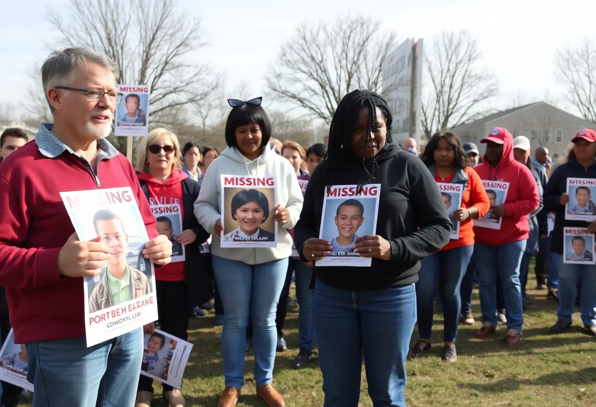 Volunteers searching for a missing child in Oklahoma
