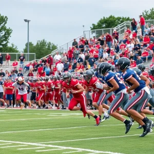 Seiling High School football team playing during a game