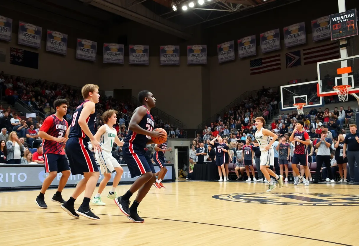 TCU Horned Frogs basketball team celebrating victory against Oklahoma State