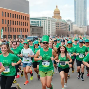 Participants running at the Time to Paddy 5K/10K in Oklahoma City