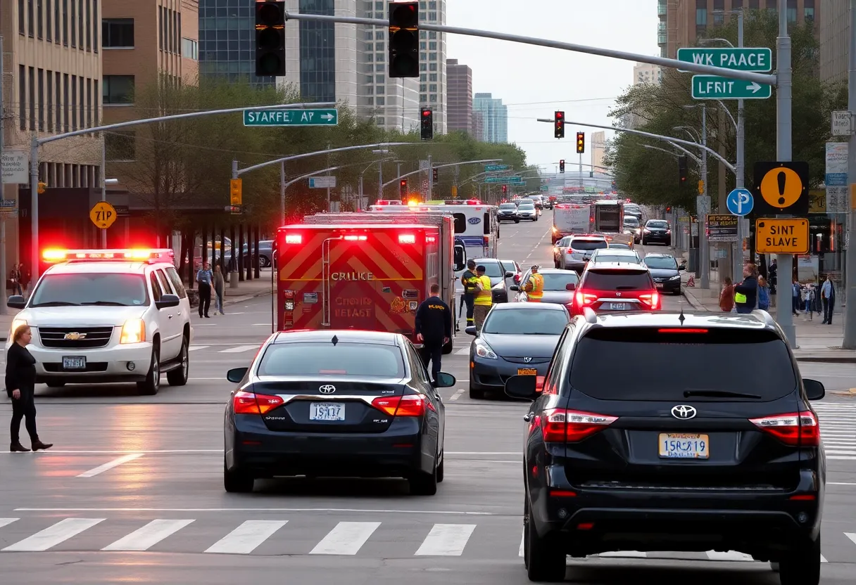 Emergency responders at an intersection in Oklahoma City