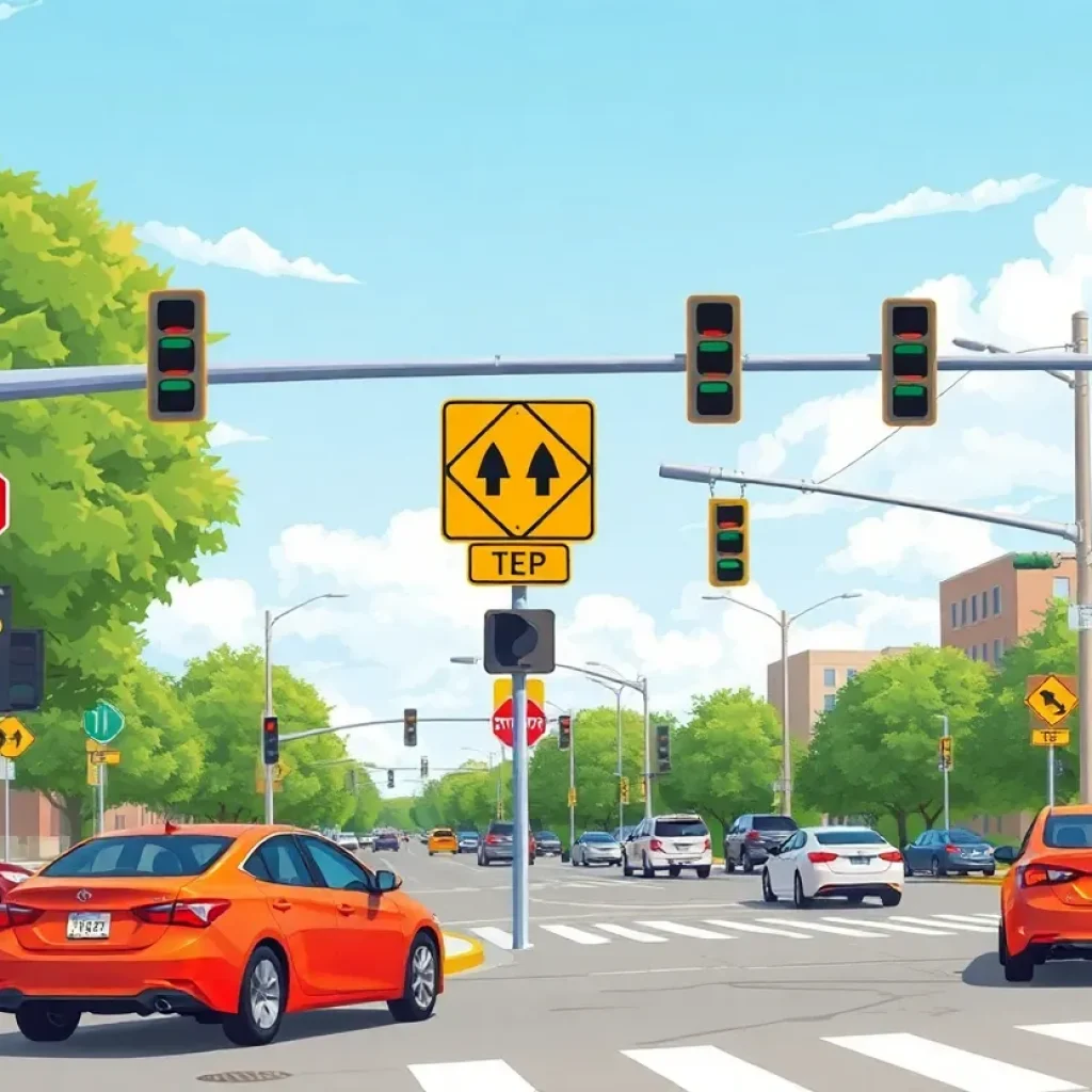 Urban intersection depicting traffic safety concerns in Oklahoma City.