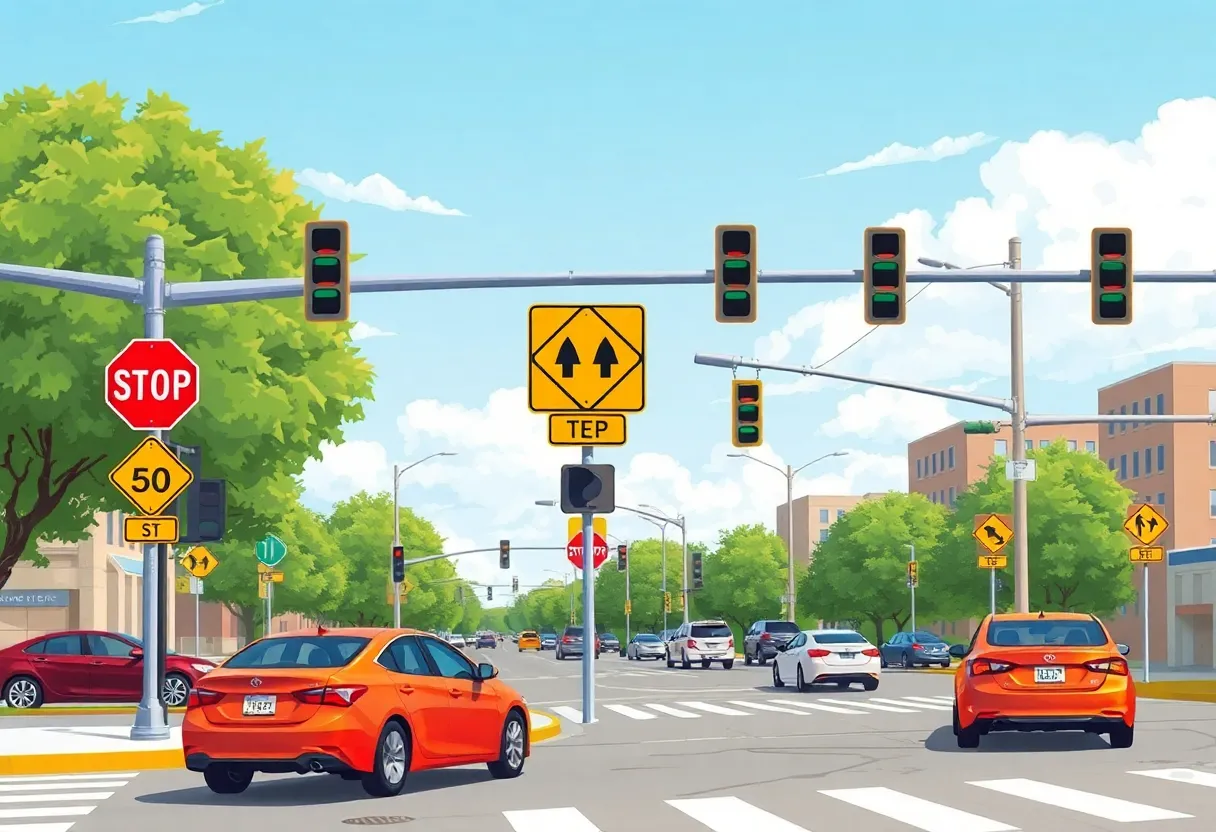 Urban intersection depicting traffic safety concerns in Oklahoma City.
