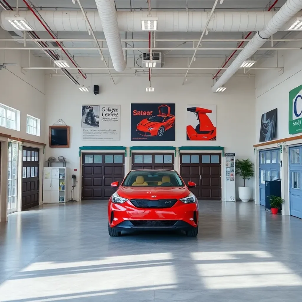 Showroom of Trotter Overhead Door displaying various garage doors.