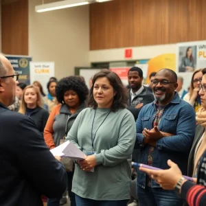 Community members collaborating at Tulsa's participatory budgeting event.