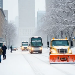 Snow-covered streets in Tulsa during the winter storm