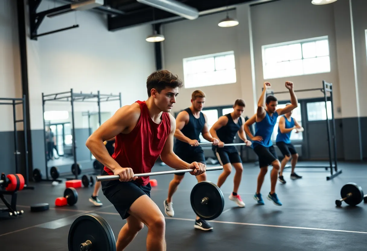 Strength training session at University of Oklahoma