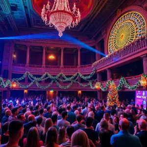 Crowd enjoying New Year's Eve at Tower Theatre in Oklahoma City