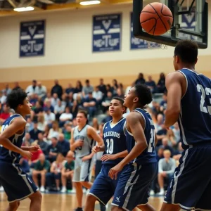 Vinita Hornets playing against Ketchum Warriors in a high school basketball game