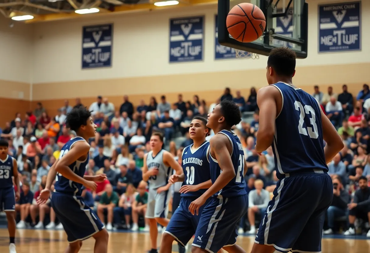 Vinita Hornets playing against Ketchum Warriors in a high school basketball game