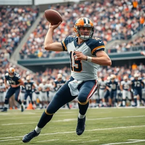 Quarterback making a play on the field