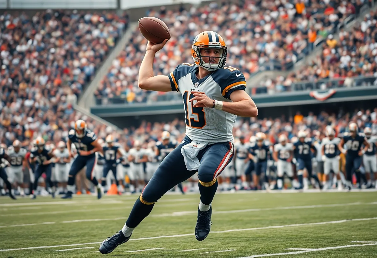 Quarterback making a play on the field