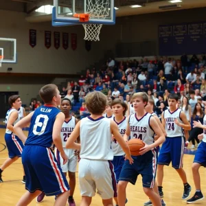 Calvin Bulldogs facing Midway Chargers in a school basketball game