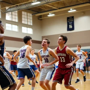 Catoosa High School basketball team playing a game