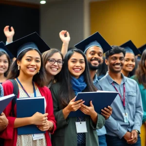 Group of students celebrating awards at Oklahoma State University