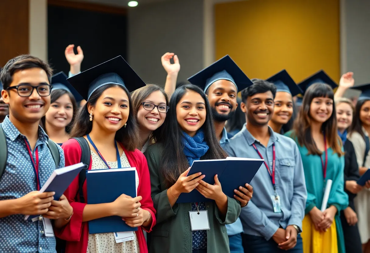 Group of students celebrating awards at Oklahoma State University