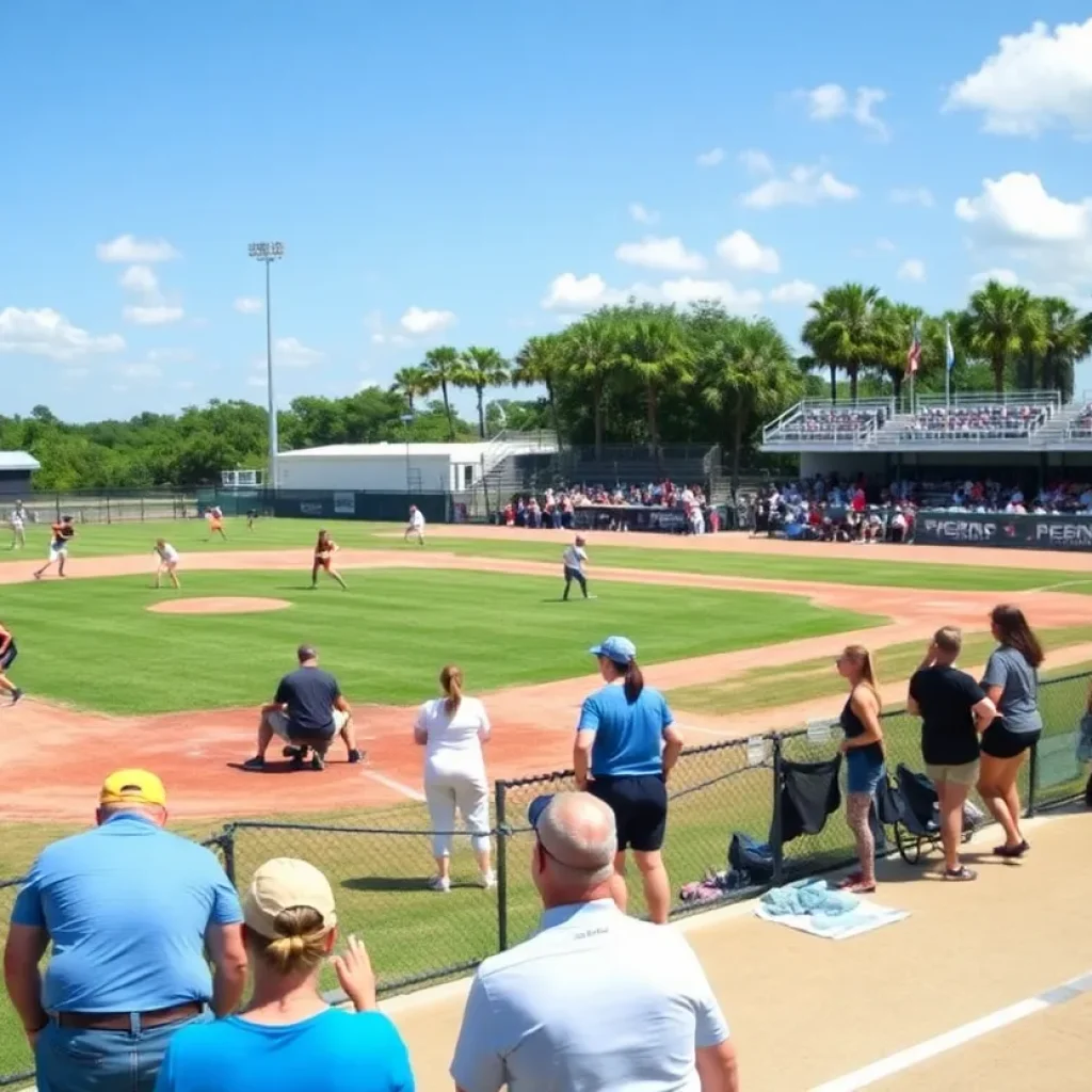 Oklahoma State Cowgirls softball team in action at the Clearwater Invitational