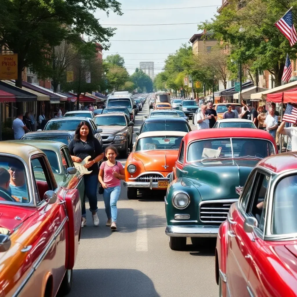 Celebration scene from Cruisin' 23rd in Oklahoma City with classic cars and live music