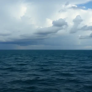 Clouds forming over the ocean highlighting atmospheric dynamics