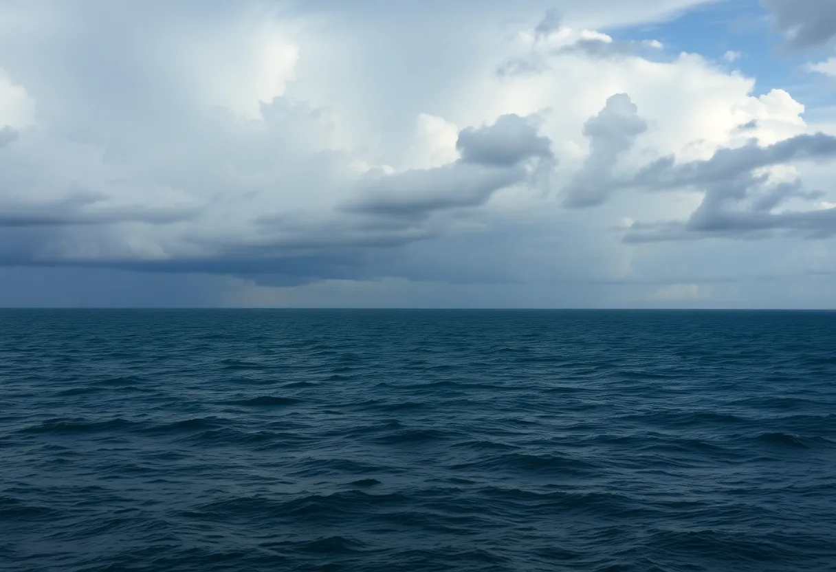 Clouds forming over the ocean highlighting atmospheric dynamics