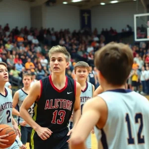 Earlsboro High School basketball players in action during a game