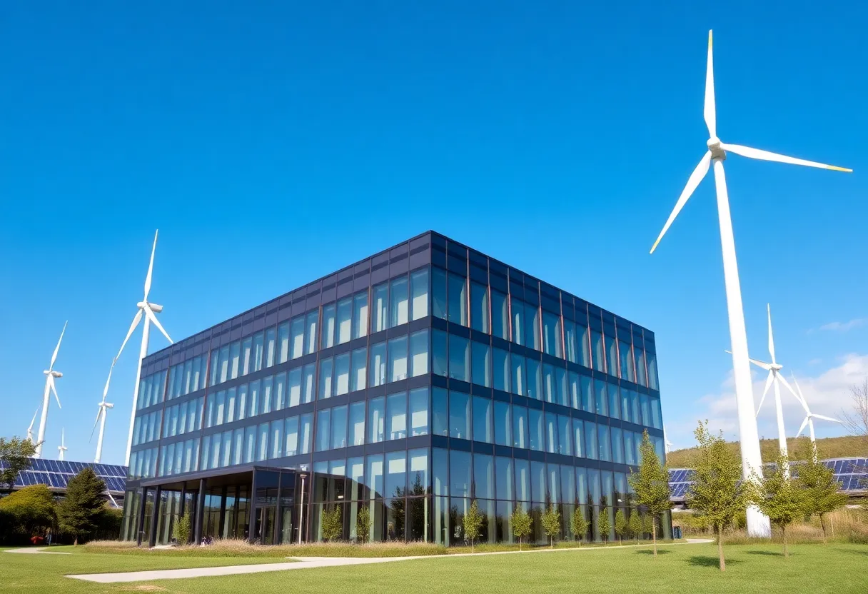 Exterior view of Expand Energy Corporation headquarters with renewable energy features