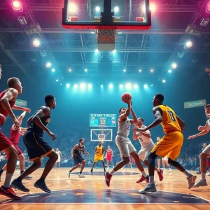 Grove Ridgerunners competing in a basketball game against Vinita Hornets