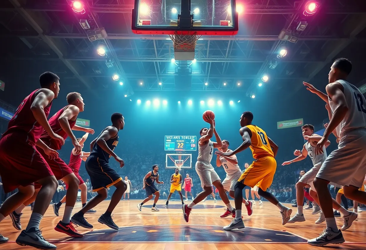 Grove Ridgerunners competing in a basketball game against Vinita Hornets