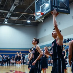 Healdton Bulldogs competing in a basketball game