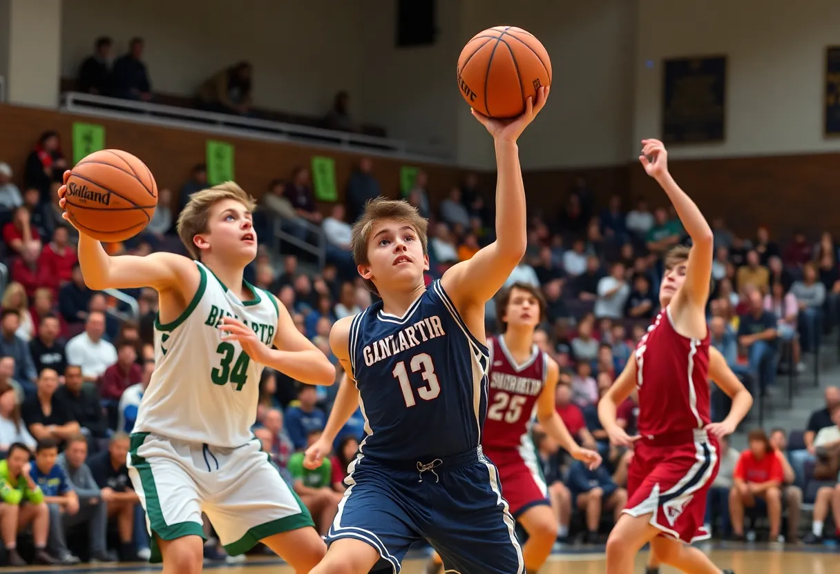 Heritage Hall Chargers basketball team competing against Casady Cyclones.
