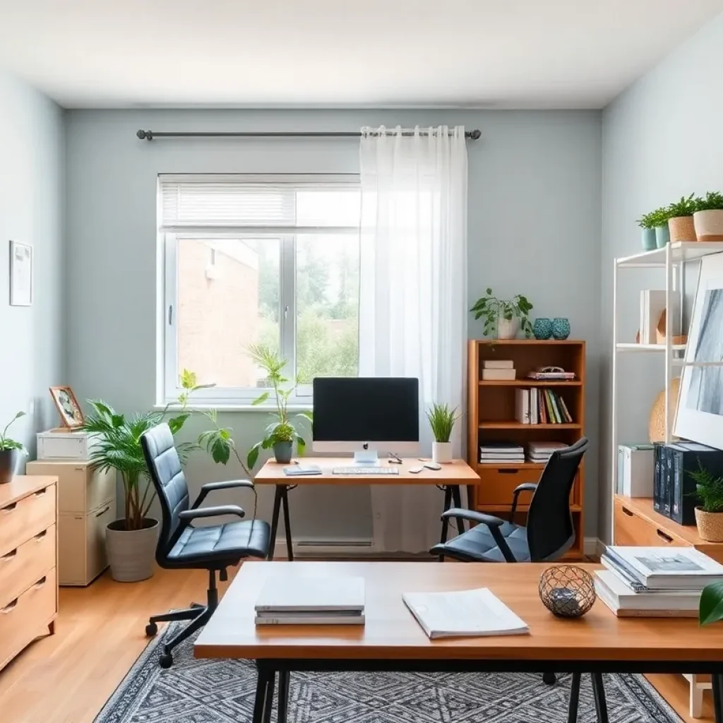 A well-decorated home office space showcasing entrepreneurship in Lawton.