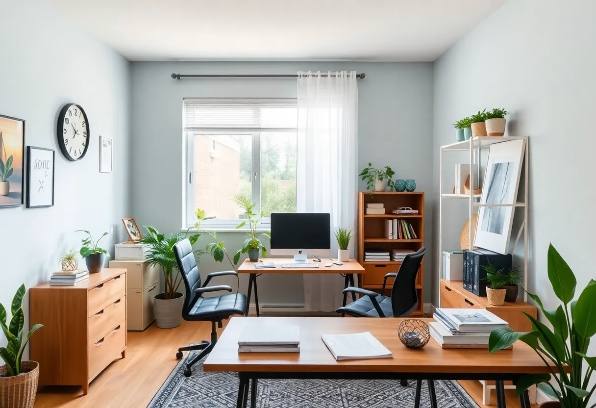 A well-decorated home office space showcasing entrepreneurship in Lawton.