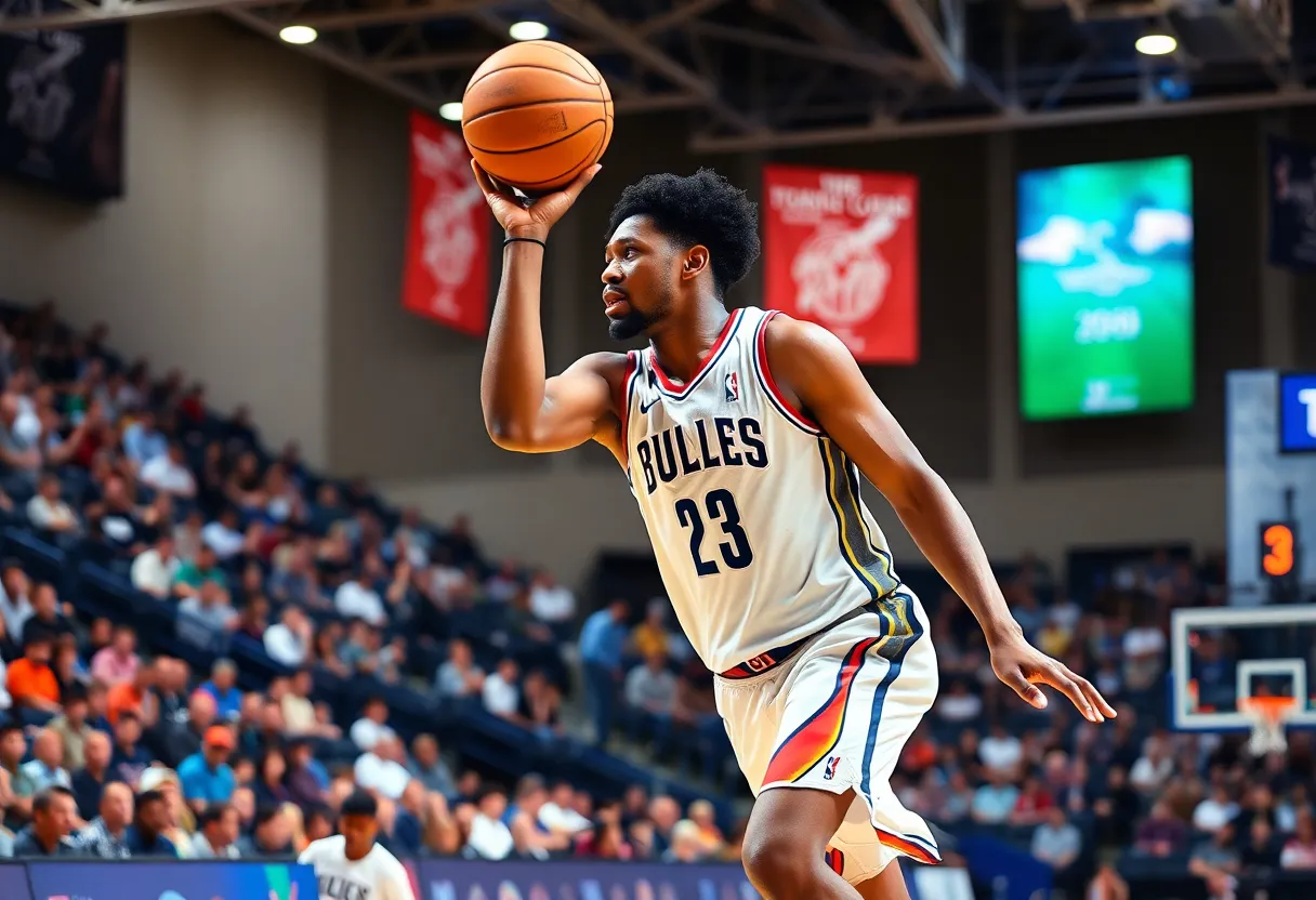 Basketball player showcasing athleticism during a game