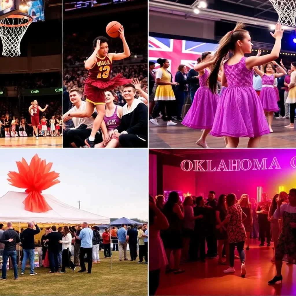Collage of events in Oklahoma City including sports, dance, and arts.