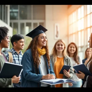 Students collaborating in a university setting as part of higher education reform
