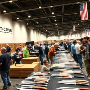 Exhibit of handcrafted knives at the Oklahoma Knife Show