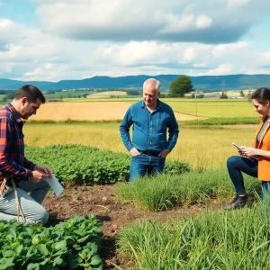 Innovative entrepreneurs working together in a rural setting