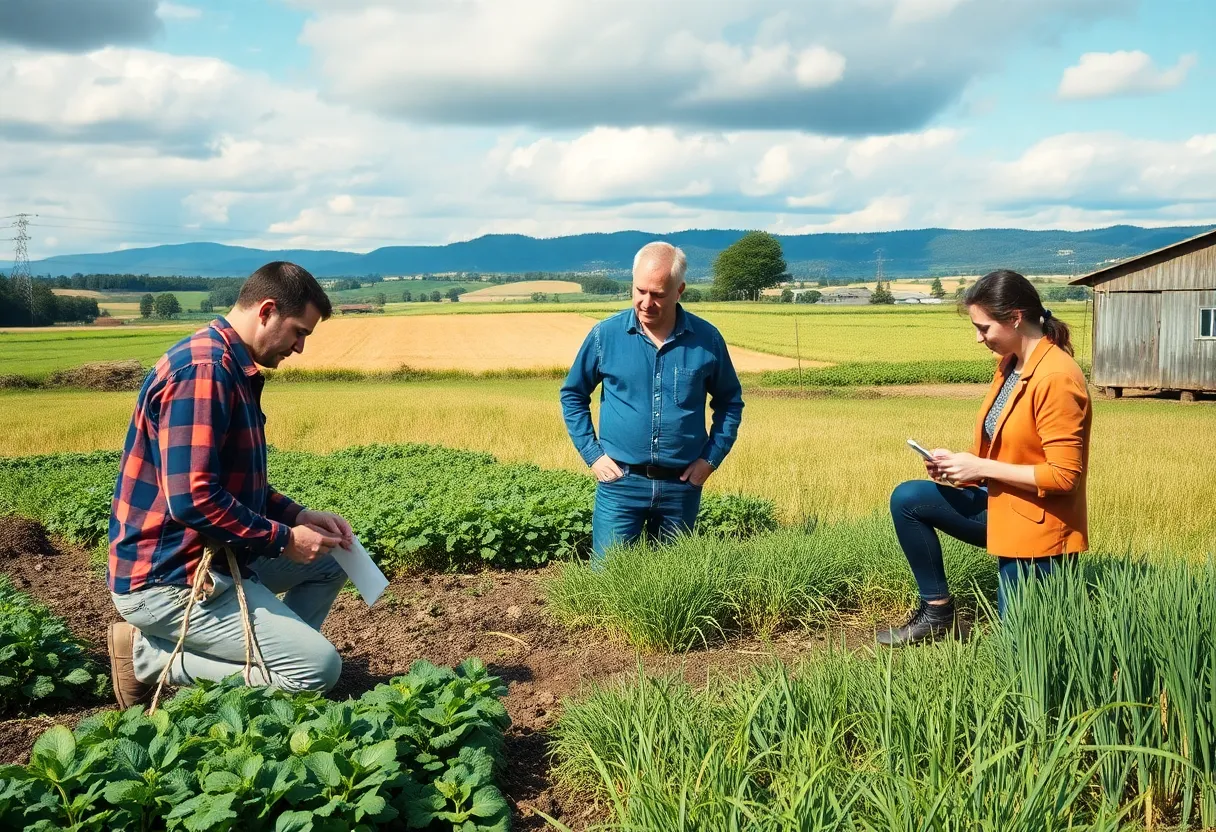 Innovative entrepreneurs working together in a rural setting