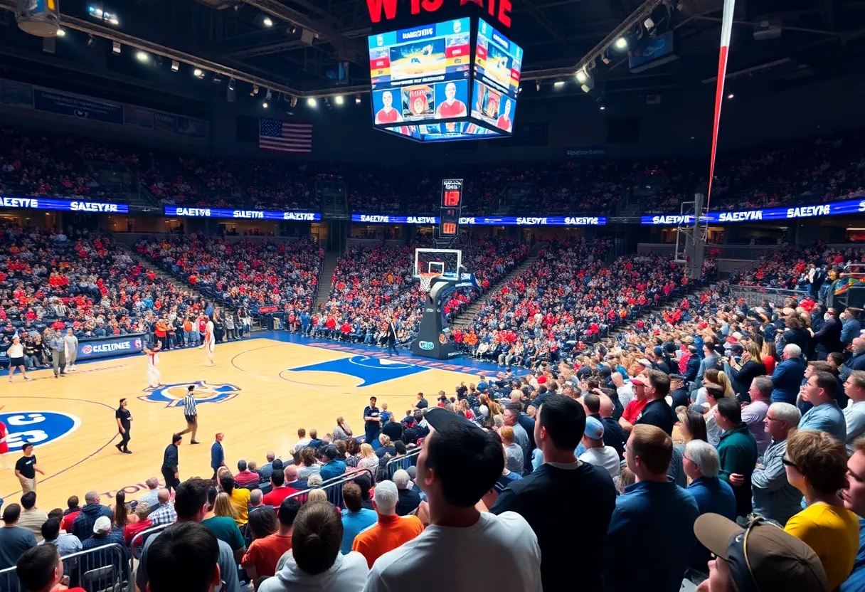Fans cheering during the Oklahoma State vs Arizona college basketball game