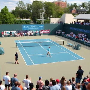 Tennis players at the Oklahoma State match